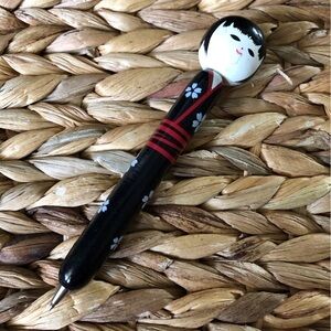 Handmade Asian style hand painted wood pen